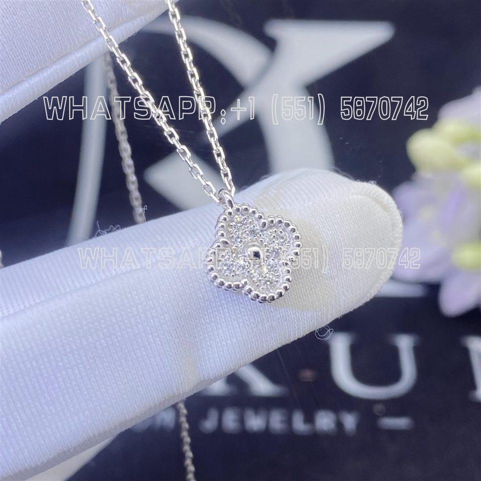 Custom Jewelry Van Cleef & Arpels Sweet Alhambra pendant 18K white gold and Diamond VCARO85900