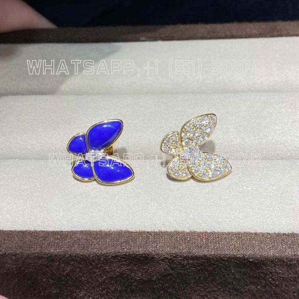 Custom Jewelry Van Cleef & Arpels Two Butterfly earrings 18K yellow gold, Lapis Lazuli and Diamond VCARP3DO00