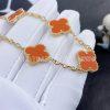 Custom Jewelry Van Cleef & Arpels Vintage Alhambra Bracelet 5 Motif in 18k Yellow Gold Coral Bracelet