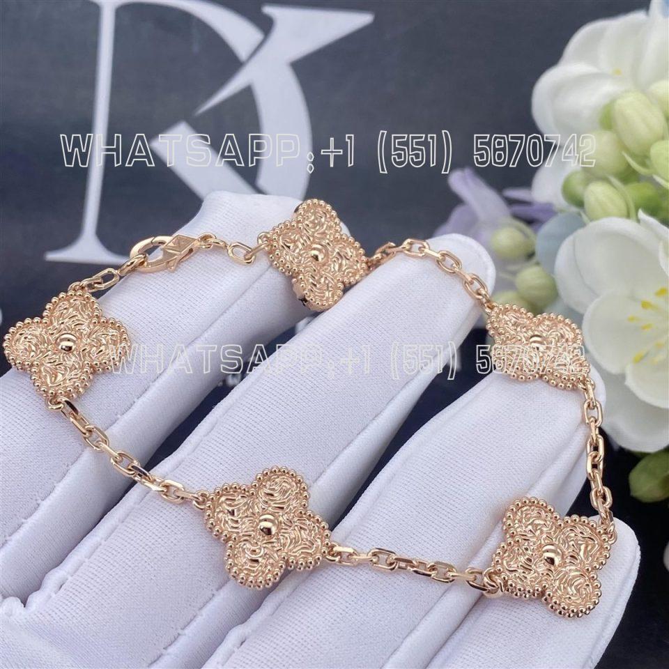 Custom Jewelry Van Cleef & Arpels Vintage Alhambra bracelet 5 motifs 18K rose gold VCARN9T300