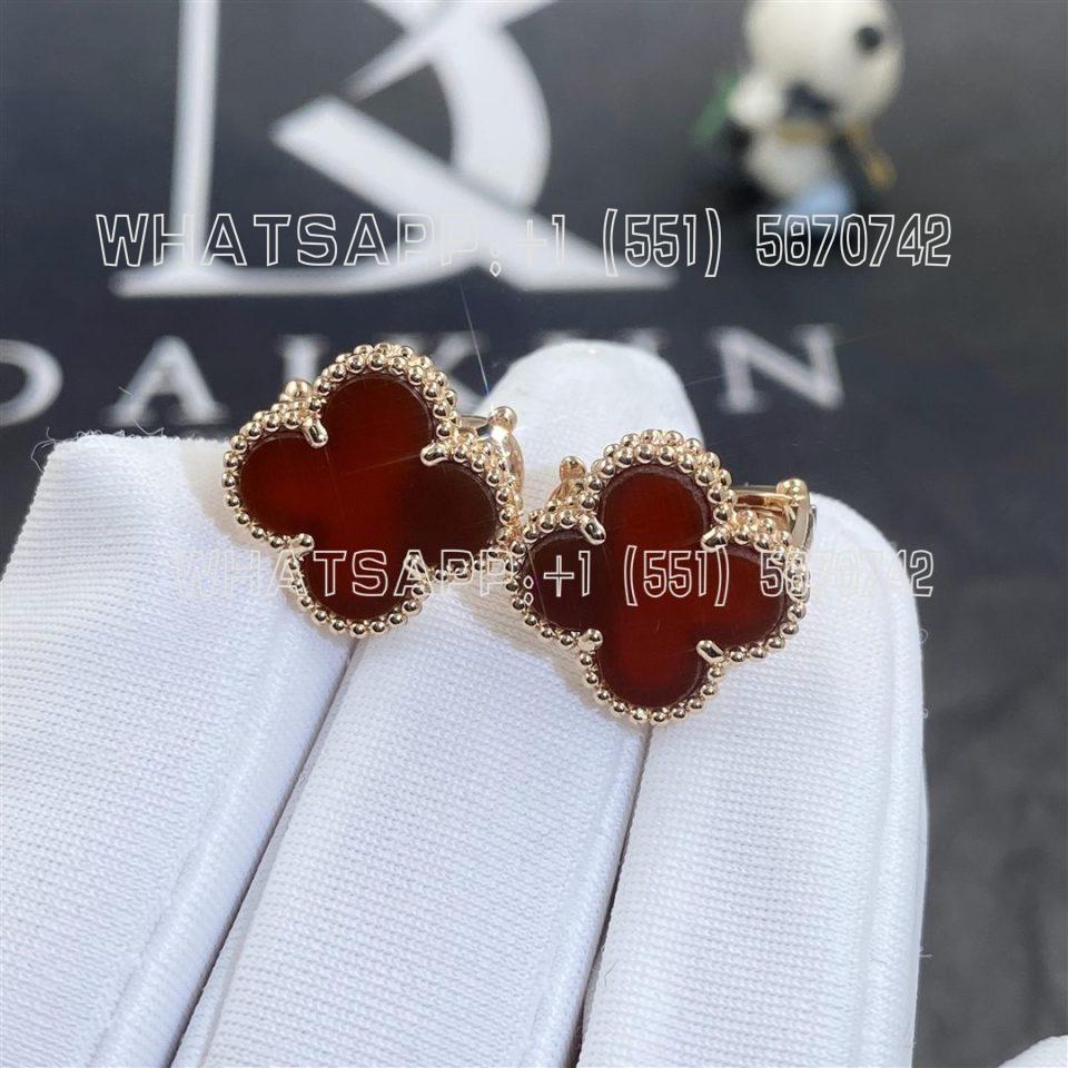Custom Jewelry Van Cleef & Arpels Vintage Alhambra earrings 18K Rose Gold Carnelian VCARD40400-RG