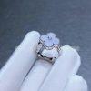 Custom Jewelry Van Cleef & Arpels Vintage Alhambra Ring Chalcedony White Gold and Diamonds Ring