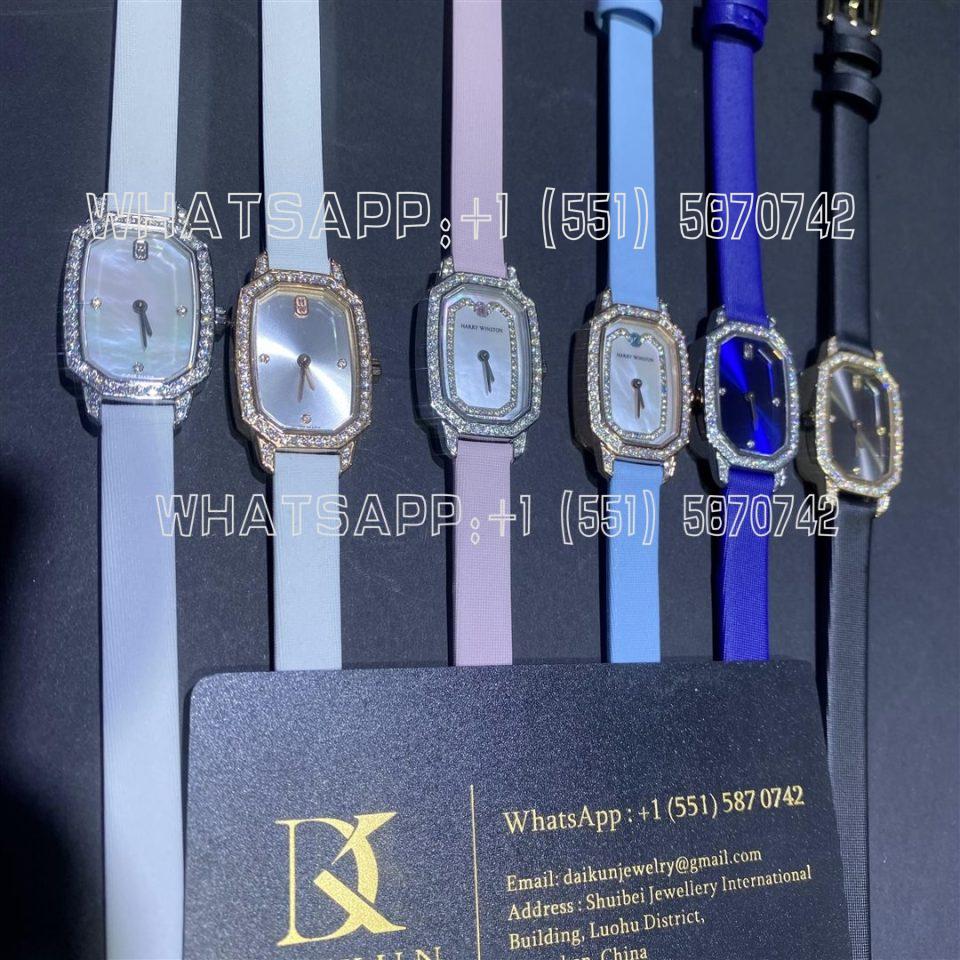 Custom Watches Harry Winston Emerald Collection 18k Rose Gold and white mother-of-pearl Dial Quartz Watch EMEQHM18RR006