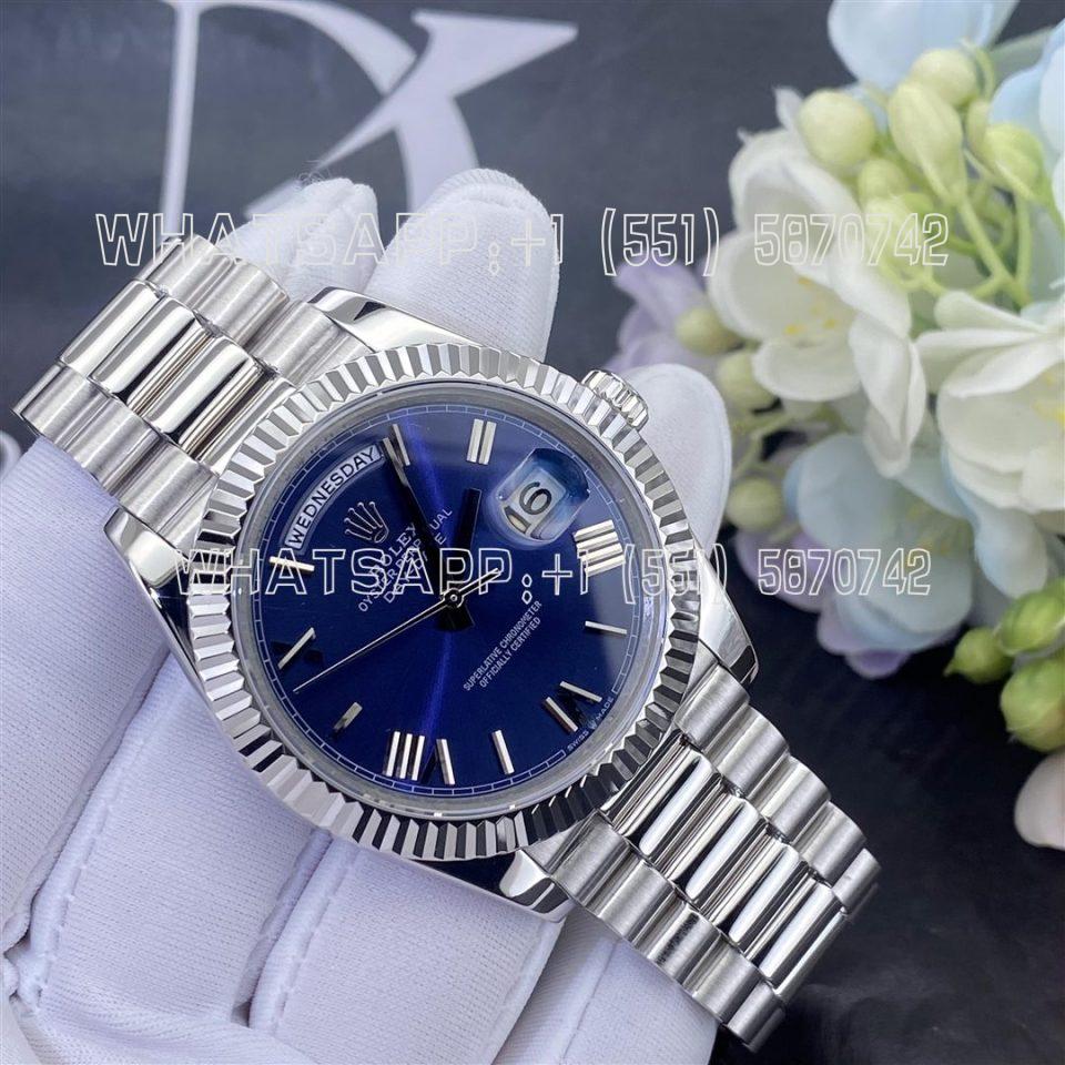 custom-watches-rolex-day-date-40mm-watch-18k-white-gold-blue-Custom Watches Rolex Day-Date 40mm Watch 18K White Gold Blue Dial M228239-0007