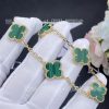 Custom Jewelry Van Cleef & Arpels Vintage Alhambra bracelet 5 motifs in 18K yellow gold and Malachite VCARL80900