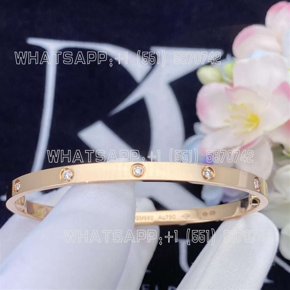 Custom Jewelry Cartier Love bracelet small model, 18k Rose Gold and 10 Diamonds B6047917