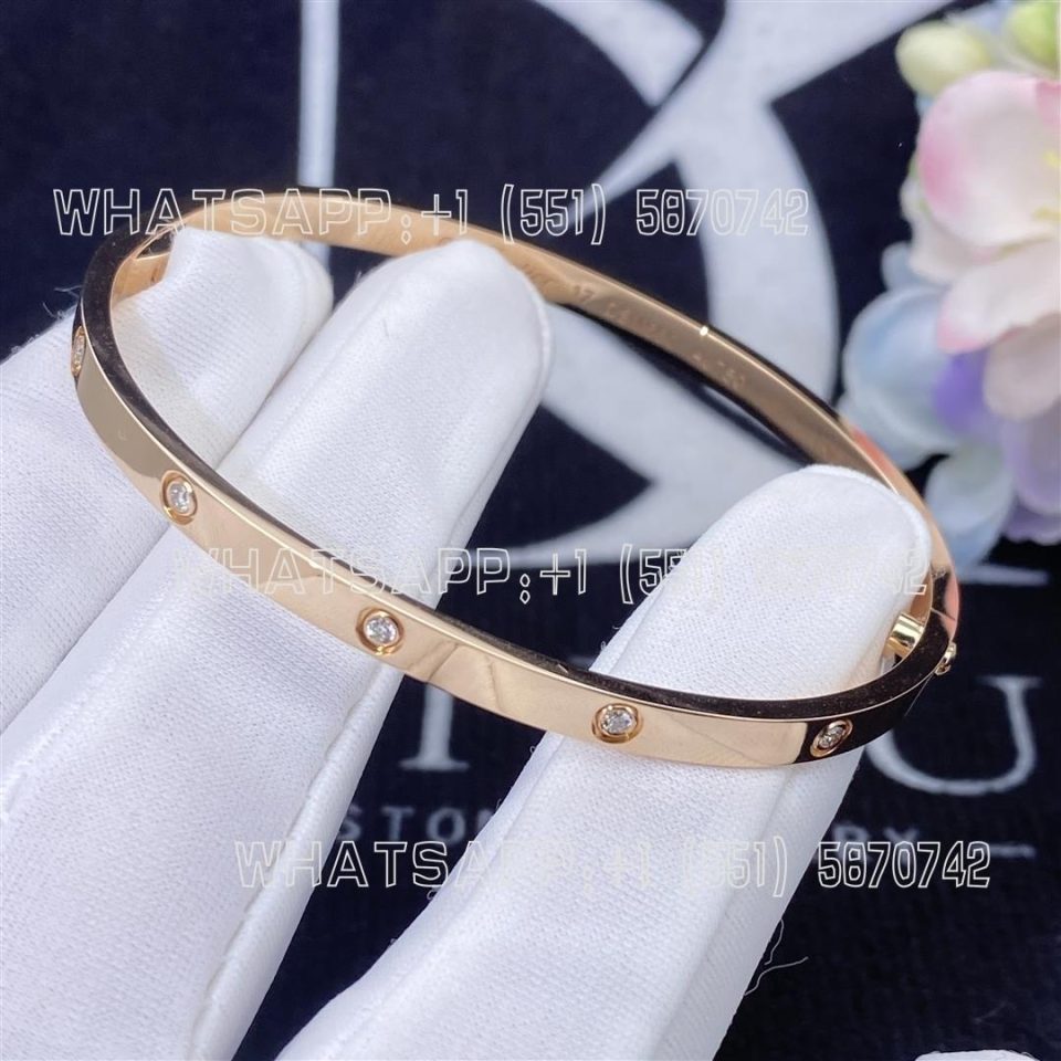 Custom Jewelry Cartier Love bracelet small model, 18k Rose Gold and 10 Diamonds B6047917