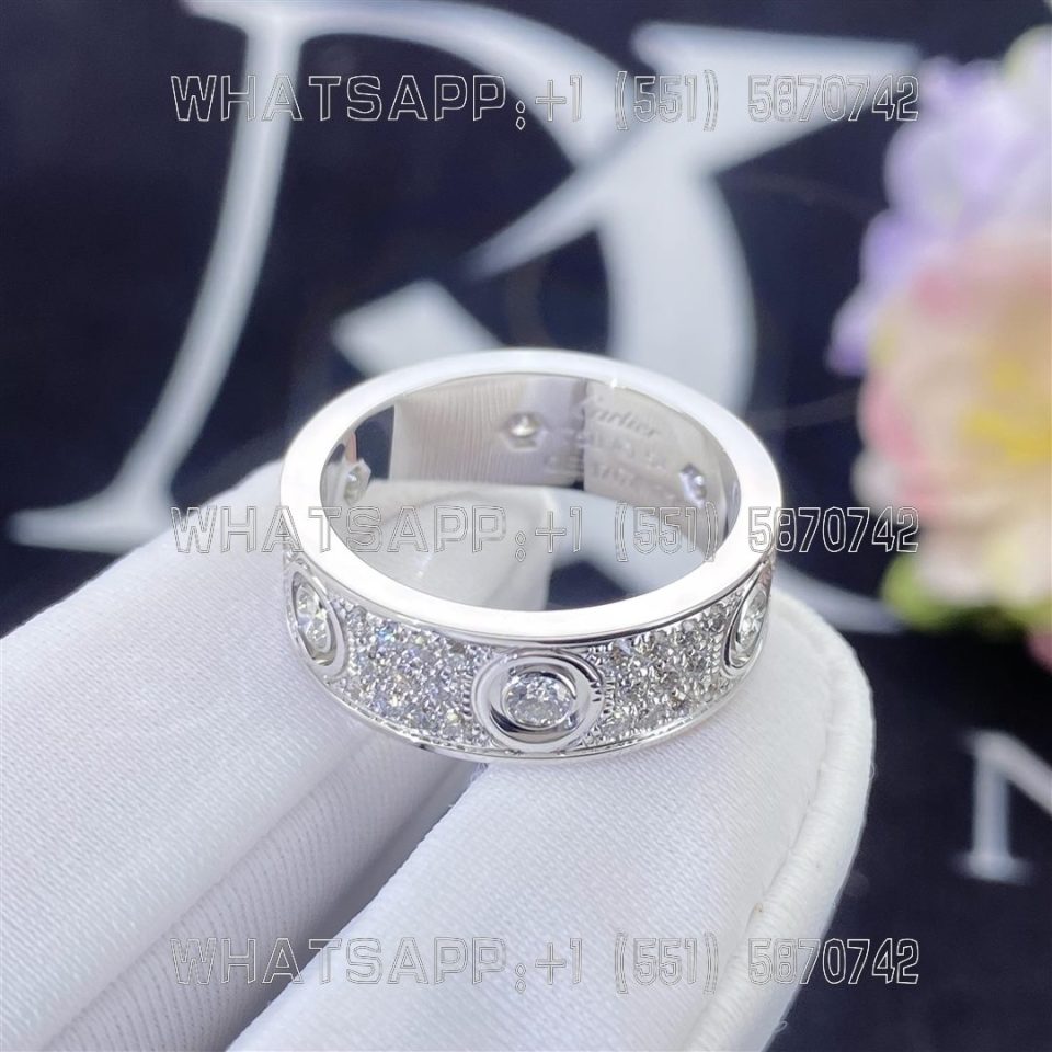 Custom Jewelry Cartier Love Ring 18k White Gold and Diamonds N4210400