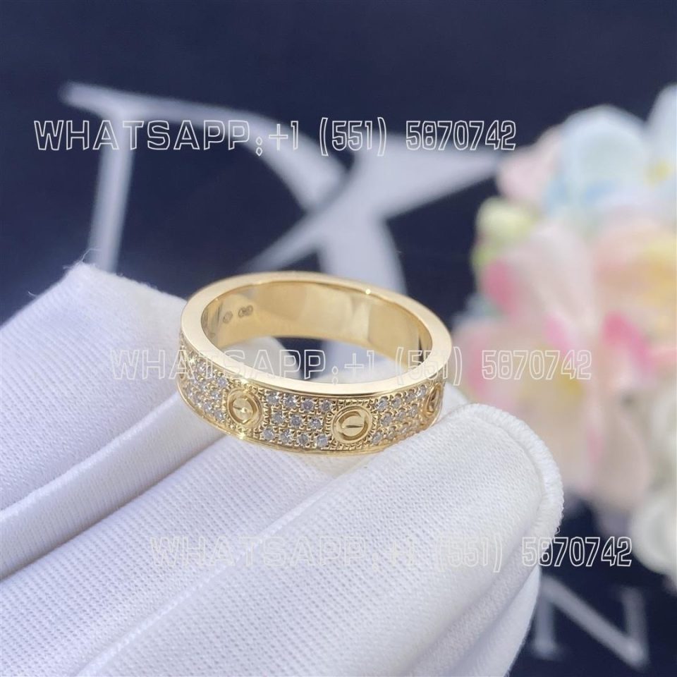 Custom Jewelry Cartier Love Wedding Band, Diamond-Paved 18k Yellow Gold B4083300