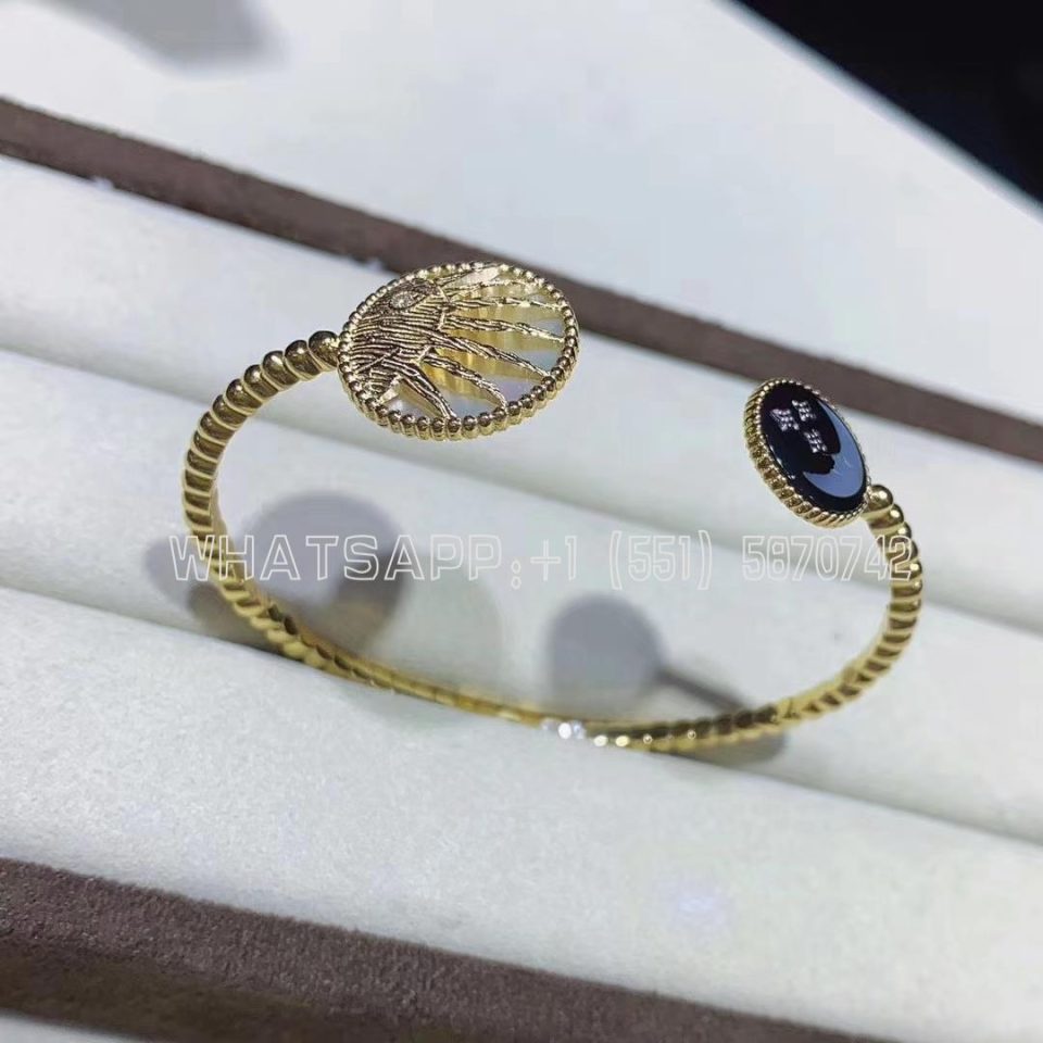Custom Jewelry Dior Rose Céleste bracelet in yellow gold, mother of pearl and onyx bracelet