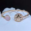 Custom Jewelry Dior Rose Des Vents Bracelet Diamond Pink opal 18K Rose Gold Open Cuff Bracelet
