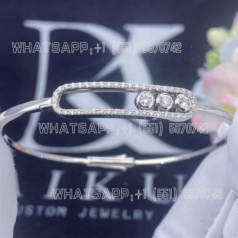 Custom Jewelry Messika Move Pavé Thin White Gold For Her Diamond Bracelet 05032-WG