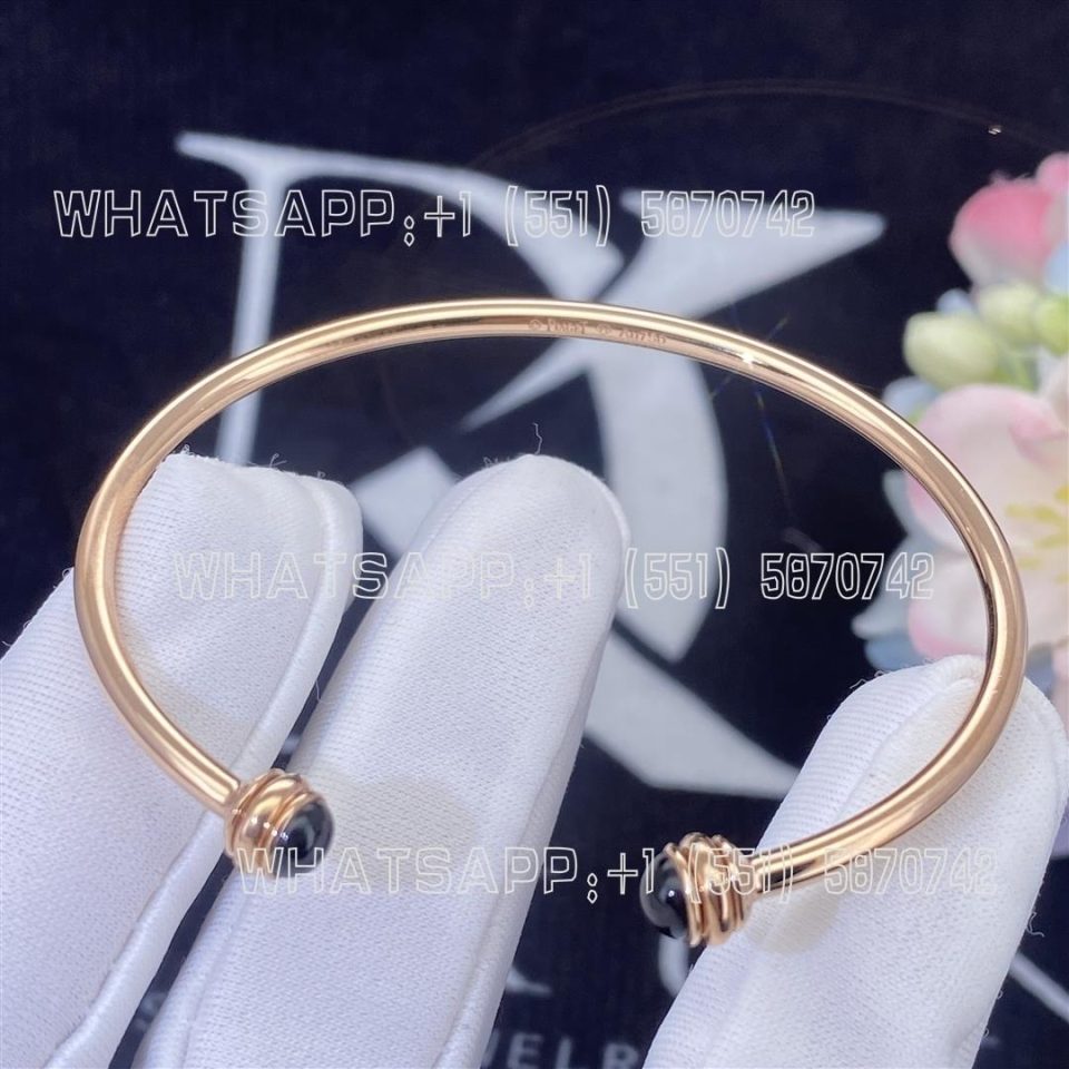 Custom Jewelry Piaget Possession open bangle bracelet in 18K rose gold with 2 onyx G36PC200