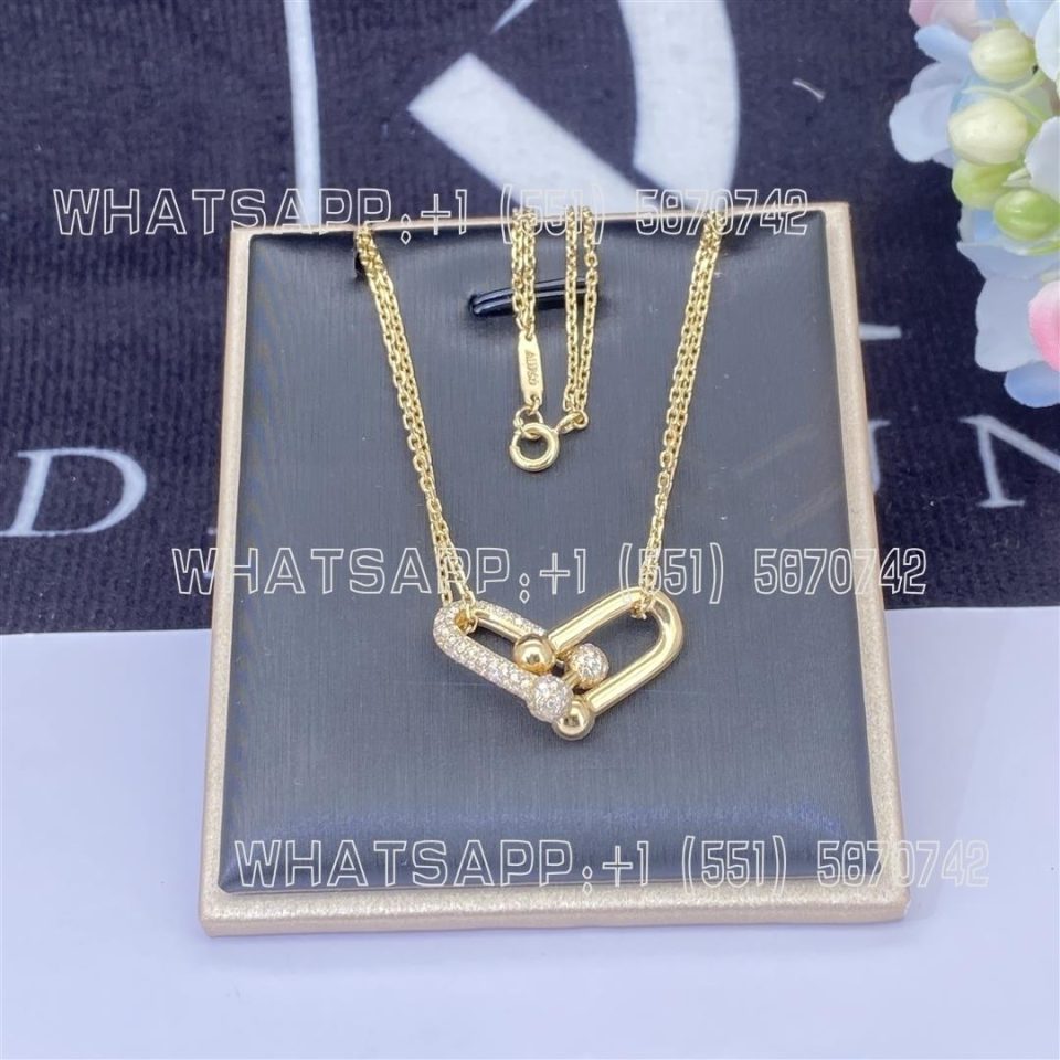 Custom Jewelry Tiffany HardWear Link Pendant in Yellow Gold with Pavé Diamonds 70353075