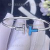 Custom Jewelry Tiffany T Diamond and Turquoise Wire Bracelet in 18k White Gold 64029029