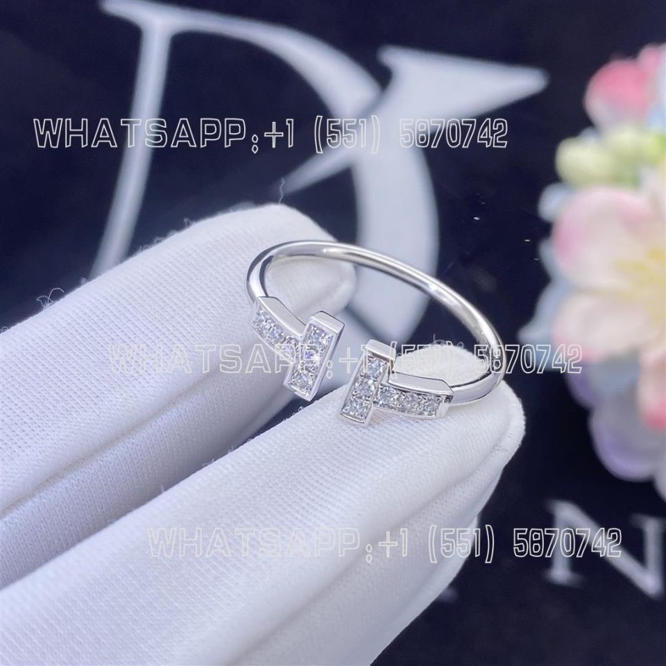 Custom Jewelry Tiffany T Diamond Wire Ring in 18k White Gold 60147229