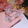 Custom Jewelry Van Cleef & Arpels Butterfly Hinged Bangle Cuff Bracelet Diamond 18K White Gold