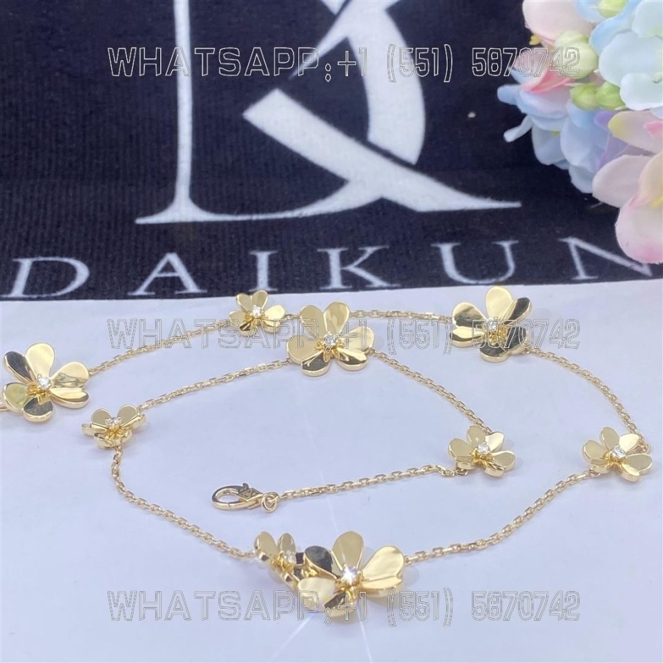 Custom Jewelry Van Cleef & Arpels Frivole necklace, 9 flowers 18K yellow gold and Diamond VCARP3W600