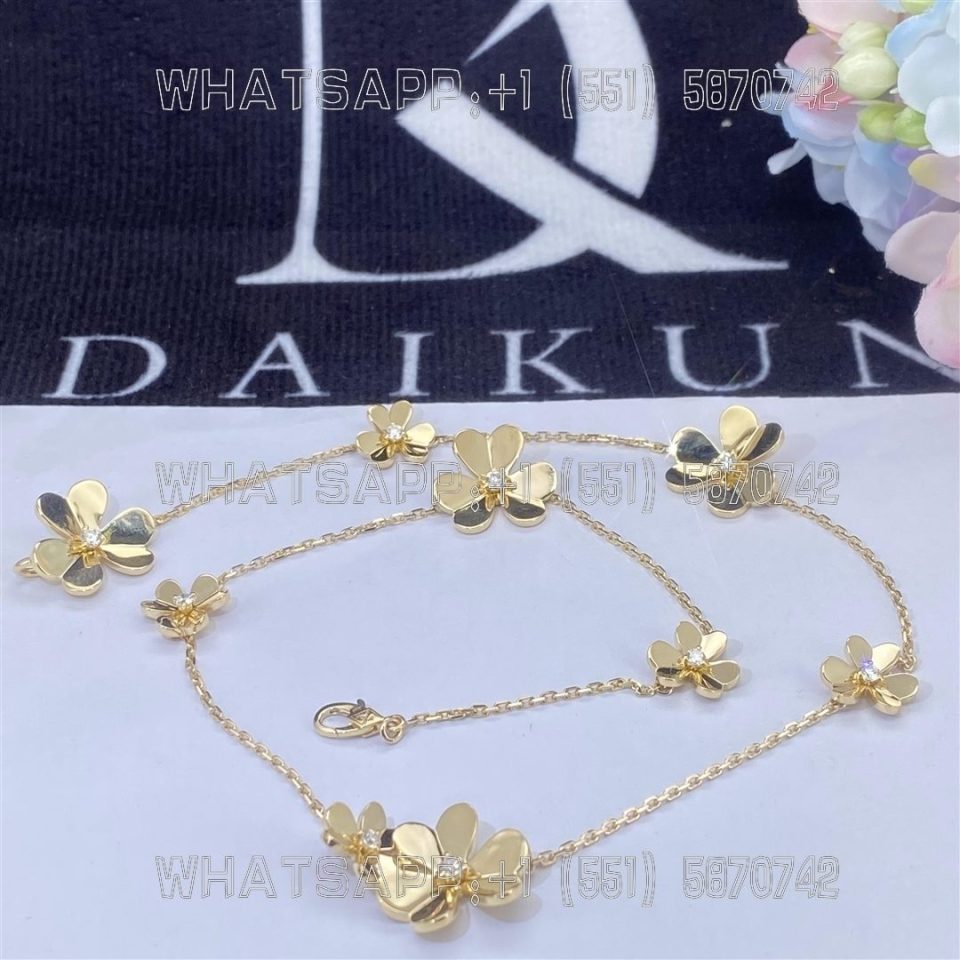 Custom Jewelry Van Cleef & Arpels Frivole necklace, 9 flowers 18K yellow gold and Diamond VCARP3W600