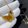 Custom Jewelry Van Cleef & Arpels Lucky Alhambra butterfly pendant 18K yellow gold, Tiger Eye VCARD98500