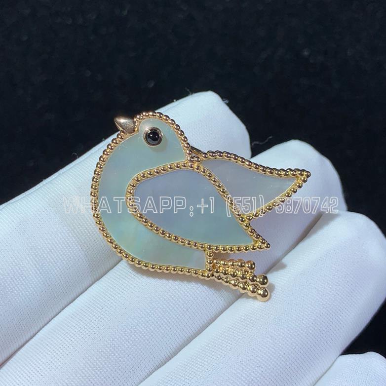 Custom Jewelry Van Cleef & Arpels Lucky Animals Dove clip Rose gold, Mother-of-pearl VCARP2AR00