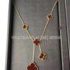 Custom Jewelry Van Cleef & Arpels Magic Alhambra 6 motifs necklace, Yellow gold, Carnelian and Tiger Eye VCARN5JP00