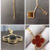 Custom Jewelry Van Cleef & Arpels Magic Alhambra 6 motifs necklace, Yellow gold, Carnelian and Tiger Eye VCARN5JP00