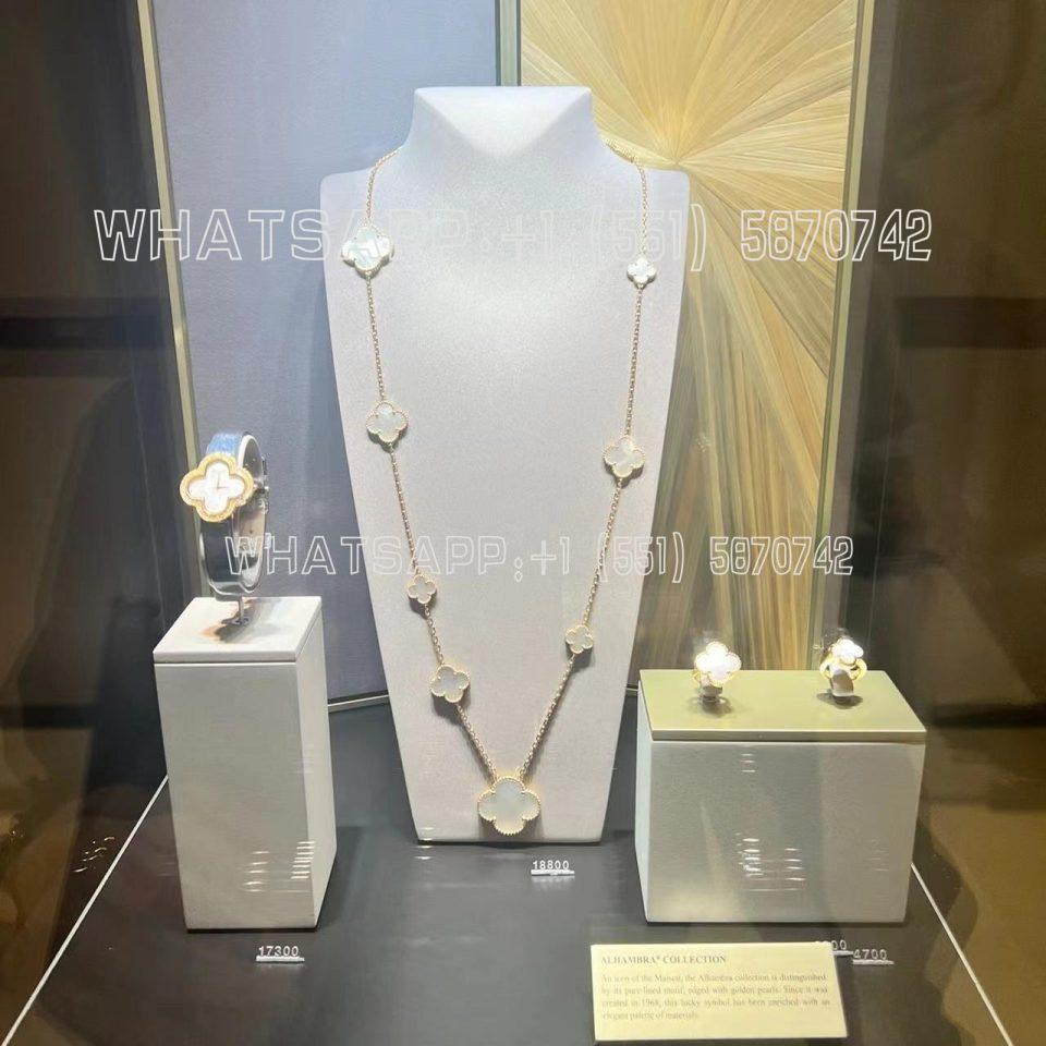 Custom Jewelry Van Cleef & Arpels Magic Alhambra long necklace, 11 motifs 18K yellow gold, Mother-of-pearl VCARD79500