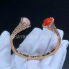 Custom Jewelry Van Cleef & Arpels Perlée couleurs bracelet medium model 18K rose gold, Carnelian and Diamond VCARP27400