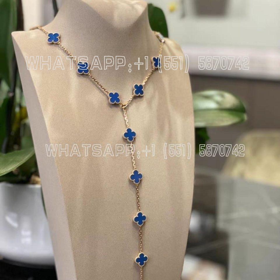 Custom Jewelry Van Cleef & Arpels Vintage Alhambra long necklace, 20 motifs 18K yellow gold Agate VCARP7RN00