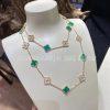 Custom Jewelry Van Cleef & Arpels Vintage Alhambra long necklace 20 motifs 18K yellow gold, Diamond, Malachite VCARO7GP00