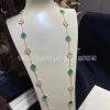 Custom Jewelry Van Cleef & Arpels Vintage Alhambra long necklace 20 motifs 18K yellow gold, Diamond, Malachite VCARO7GP00