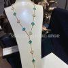 Custom Jewelry Van Cleef & Arpels Vintage Alhambra long necklace 20 motifs 18K yellow gold, Diamond, Malachite VCARO7GP00