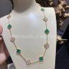 Custom Jewelry Van Cleef & Arpels Vintage Alhambra long necklace 20 motifs 18K yellow gold, Diamond, Malachite VCARO7GP00