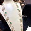 Custom Jewelry Van Cleef & Arpels Vintage Alhambra long necklace 20 motifs 18K yellow gold, Diamond, Malachite VCARO7GP00