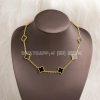 Custom Jewelry Van Cleef & Arpels Vintage Alhambra necklace, 10 motifs 18K yellow gold and Onyx VCARA42700
