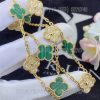 Custom Jewelry Van Cleef & Arpels Vintage Alhambra necklace, 10 motifs 18K yellow gold, Diamond and Malachite VCARO9J400
