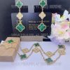 Custom Jewelry Van Cleef & Arpels Vintage Alhambra necklace, 10 motifs 18K yellow gold, Diamond and Malachite VCARO9J400