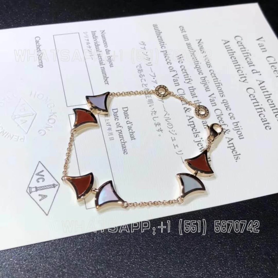 Custom Jewelry Bulgari DIVAS’ Dream Bracelet Rose Gold with Carnelian and Mother of Pearl