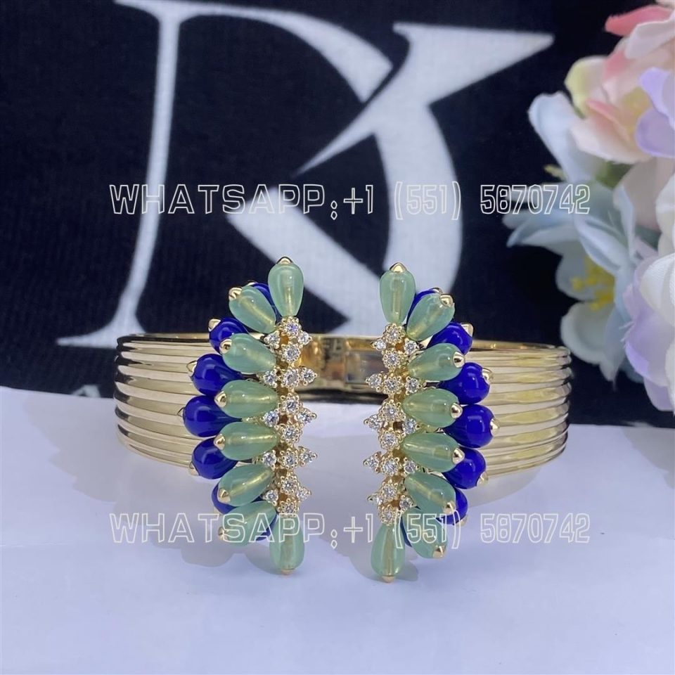 Custom Jewelry Cartier Cactus de Cartier bracelet in 18K Yellow Gold, chrysoprase and lapis lazuli H6024618