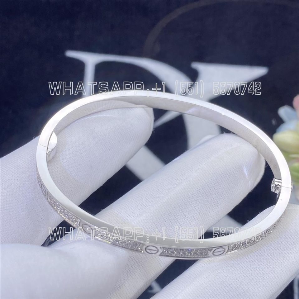Custom Jewelry Cartier Love Bracelet Small Model Paved White Gold And Diamonds N6710817