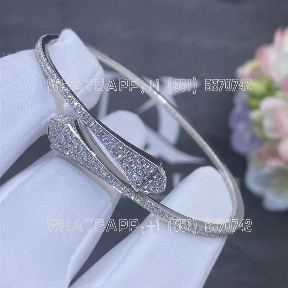 Custom Jewelry Marli Cleo Full Diamond Midi Slip-On Bracelet In White Gold CLEO-B48