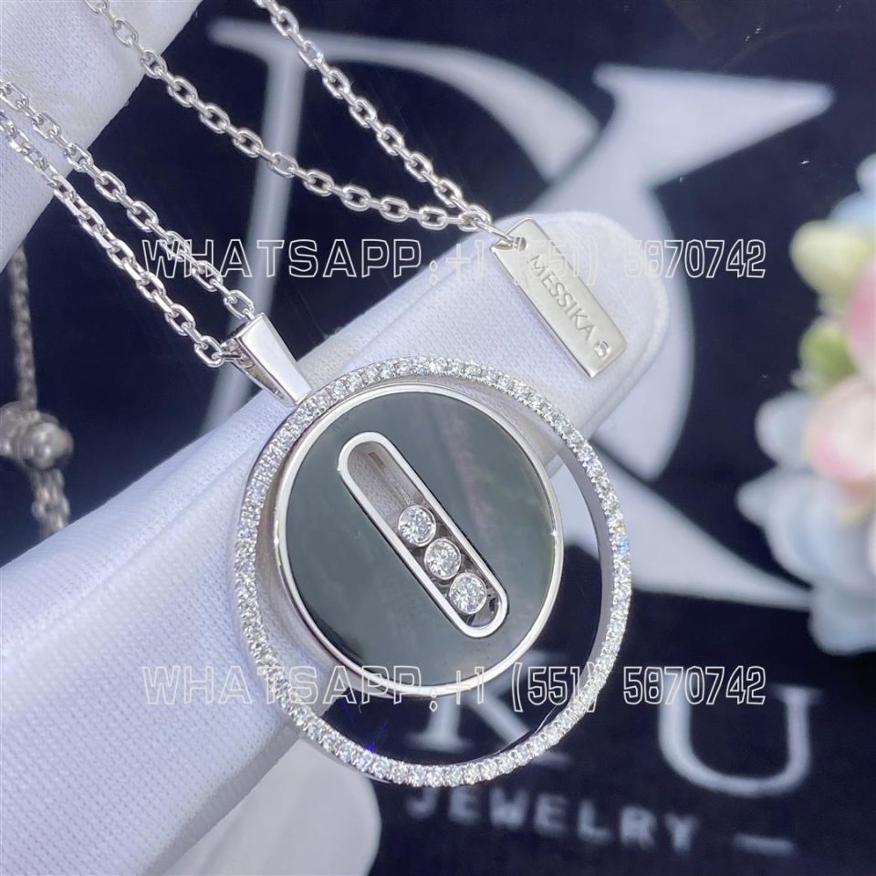 Custom Jewelry Messika Grey mother-of-pearl Lucky Move MM White Gold For Her Diamond Necklace 10837-WG 25 mm