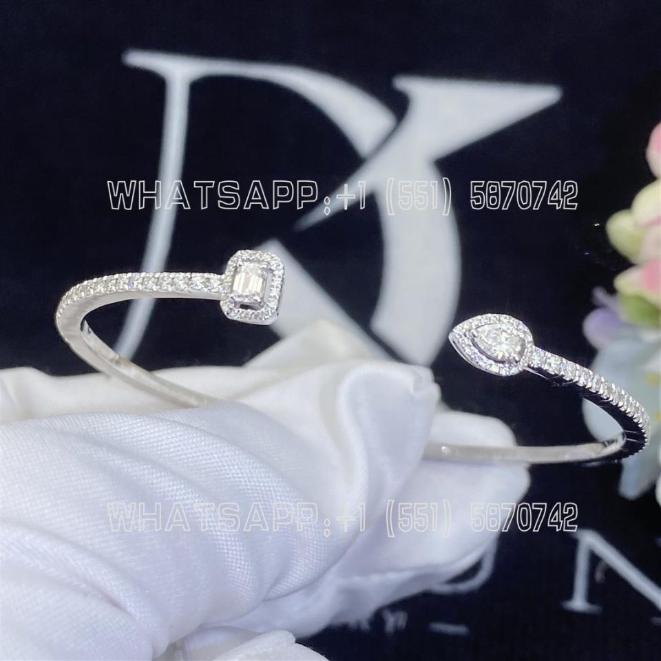 Custom Jewelry Messika My Twin Toi & Moi Thin Bangle Bracelet 0,15ct x2 White Gold For Her Diamond Bracelet 07222-WG