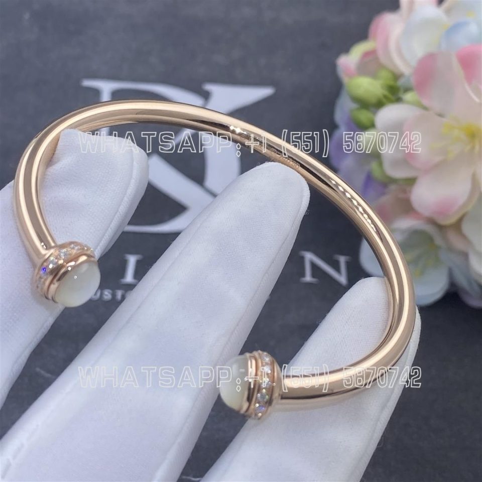 Custom Jewelry Piaget Possession open bangle bracelet in 18K rose gold and mother-of-pearl G36PI900