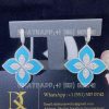 Custom Jewelry Roberto Coin Princess Flower Earrings with Diamonds and Turquoise ADV888EA1838_W_03