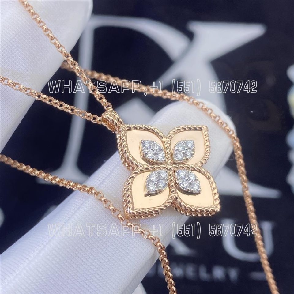 Custom Jewelry Roberto Coin Princess Flower Pendant with Diamonds ADR888CL1837_RW width 20mm