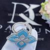 Custom Jewelry Roberto Coin Princess Flower Ring with Diamonds and Turquoise ADV888RI1838 Large version
