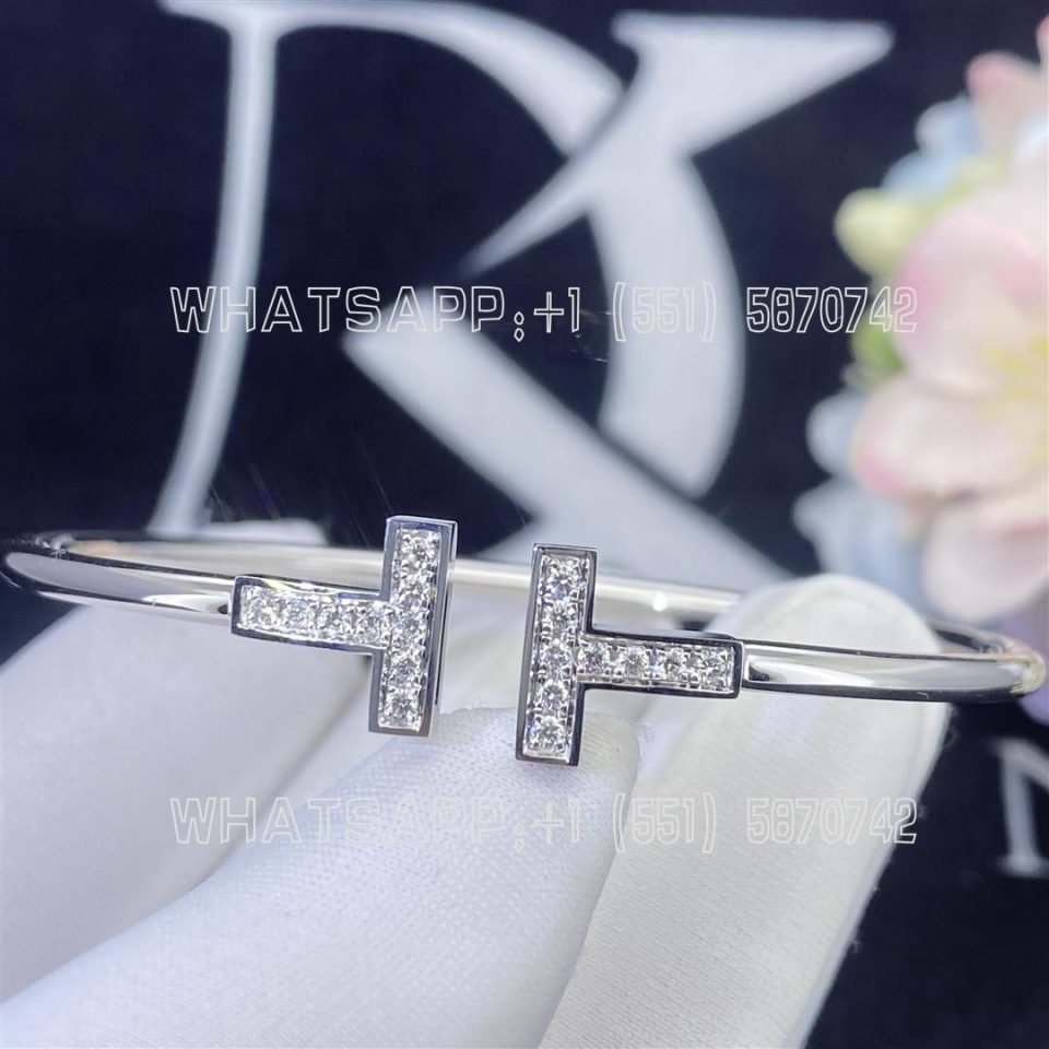 Custom Jewelry Tiffany T Diamond Wire Bracelet in 18k White Gold 60010748