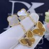 Custom Jewelry Van Cleef & Arpels Lucky Alhambra earrings, 2 motifs 18K yellow gold, Mother-of-pearl, Tiger Eye VCARD79800